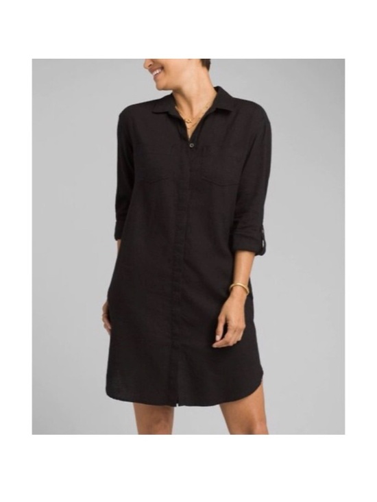 Prana Dresses & Skirts - PrAna La Now Hemp Black Button-Front Shirt Dress Collared Mini Length: Small